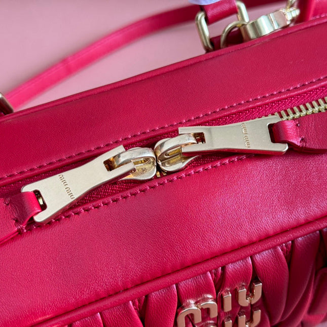 ARCADIE MATELASSÉ BAG 27 IN CERISE RED CALFSKIN GOLD HARDWARE