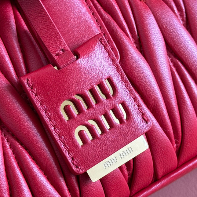 ARCADIE MATELASSÉ BAG 27 IN CERISE RED CALFSKIN GOLD HARDWARE