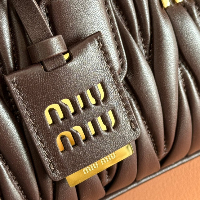 ARCADIE MATELASSÉ BAG 27 IN CONGO BROWN CALFSKIN GOLD HARDWARE