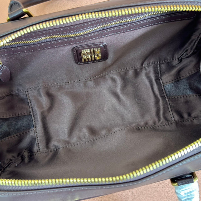 ARCADIE MATELASSÉ BAG 27 IN CONGO BROWN CALFSKIN GOLD HARDWARE