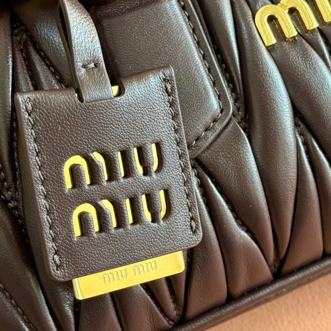 ARCADIE MATELASSÉ BAG 22 IN CONGO BROWN CALFSKIN GOLD HARDWARE