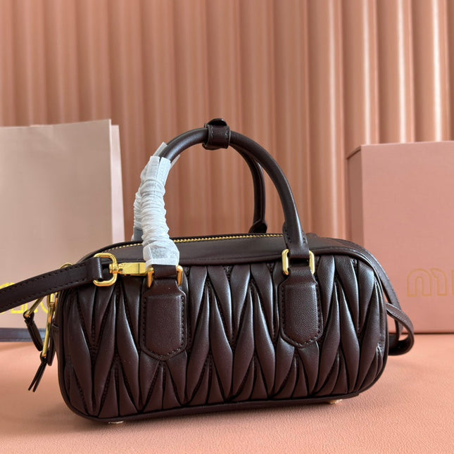 ARCADIE MATELASSÉ BAG 22 IN CONGO BROWN CALFSKIN GOLD HARDWARE