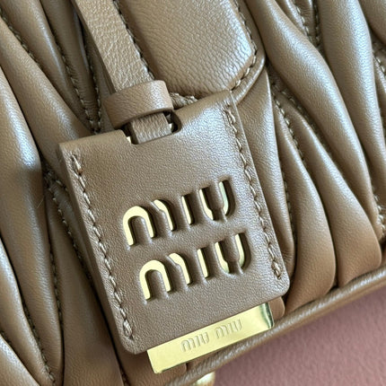 ARCADIE MATELASSÉ BAG 22 IN TAWNY BROWN GLOSSY LAMBSKIN