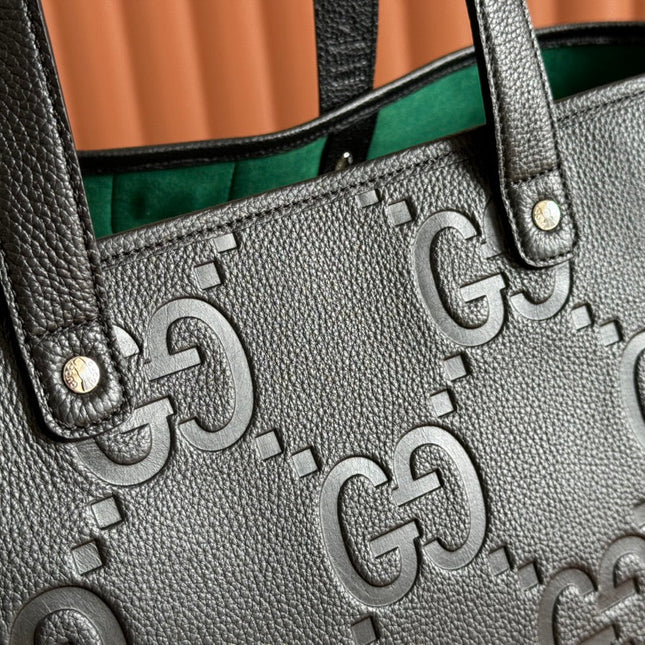 EMBLEM MEDIUM TOTE BAG 30 IN BLACK GG CALFSKIN