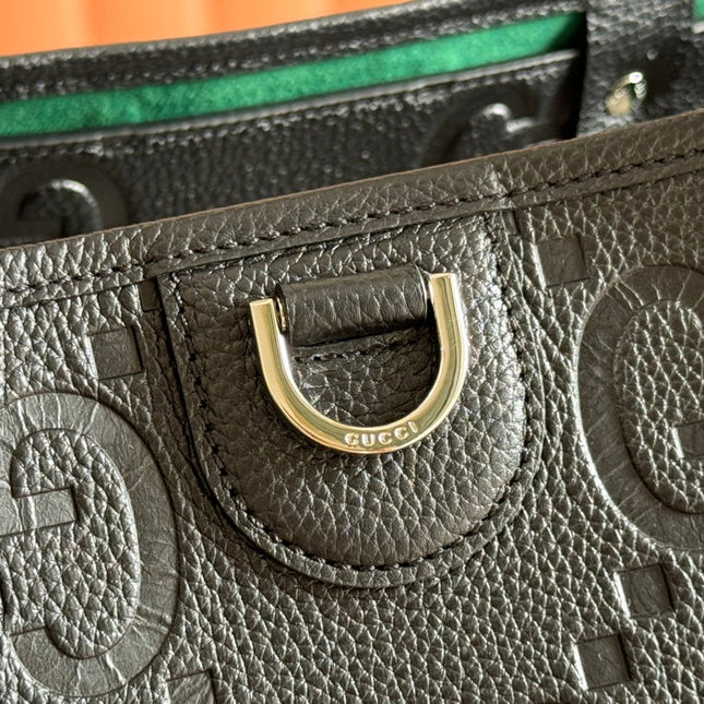 EMBLEM MEDIUM TOTE BAG 30 IN BLACK GG CALFSKIN