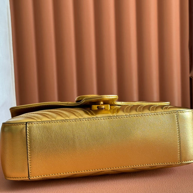 MARMONT MEDIUM SHOUDER BAG 26 IN YELLOW GLOSSY CALFSKIN