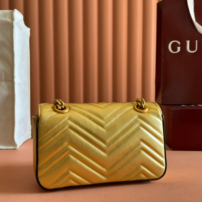 MARMONT MEDIUM SHOUDER BAG 23 IN YELLOW GLOSSY CALFSKIN