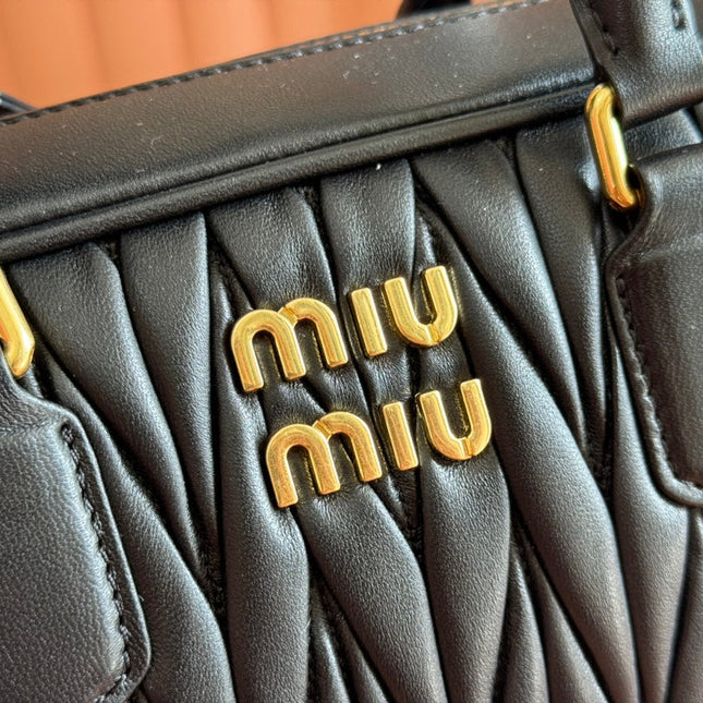 ARCADIE MATELASSÉ BAG 24 IN BLACK LAMBSKIN GOLD HARDWARE