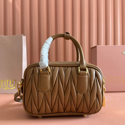 ARCADIE MATELASSÉ BAG 19 IN BROWN LAMBSKIN GOLD HARDWARE
