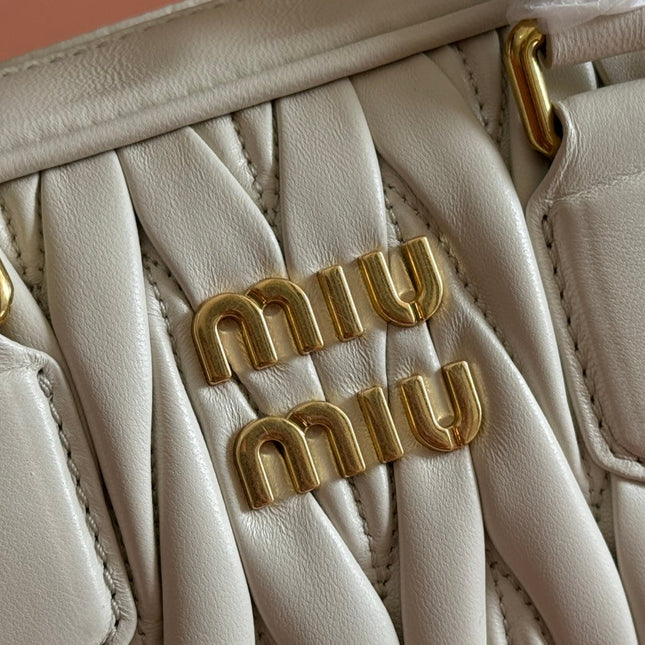 ARCADIE MATELASSÉ BAG 19 IN WHITE LAMBSKIN GOLD HARDWARE