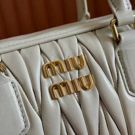 ARCADIE MATELASSÉ BAG 24 IN WHITE LAMBSKIN GOLD HARDWARE