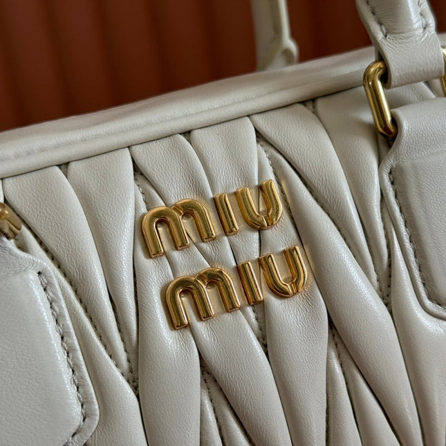 ARCADIE MATELASSÉ BAG 24 IN WHITE LAMBSKIN GOLD HARDWARE