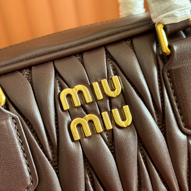 ARCADIE MATELASSÉ BAG 24 IN CHESTNUT BROWN LAMBSKIN GOLD HARDWARE