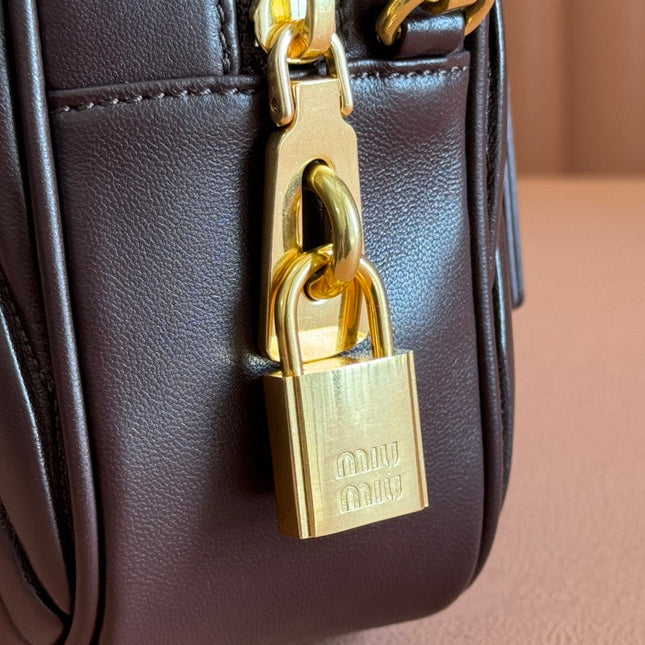 ARCADIE MATELASSÉ BAG 24 IN CHESTNUT BROWN LAMBSKIN GOLD HARDWARE