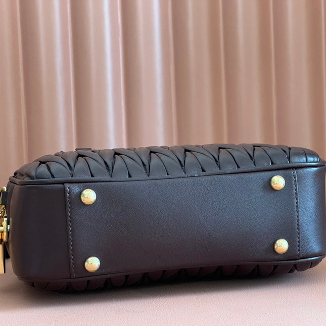 ARCADIE MATELASSÉ BAG 24 IN CHESTNUT BROWN LAMBSKIN GOLD HARDWARE