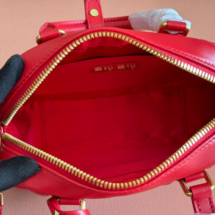 ARCADIE MATELASSÉ BAG 19 IN CERISE RED CALFSKIN GOLD HARDWARE
