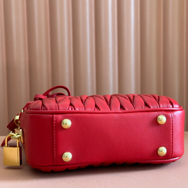 ARCADIE MATELASSÉ BAG 19 IN CERISE RED CALFSKIN GOLD HARDWARE