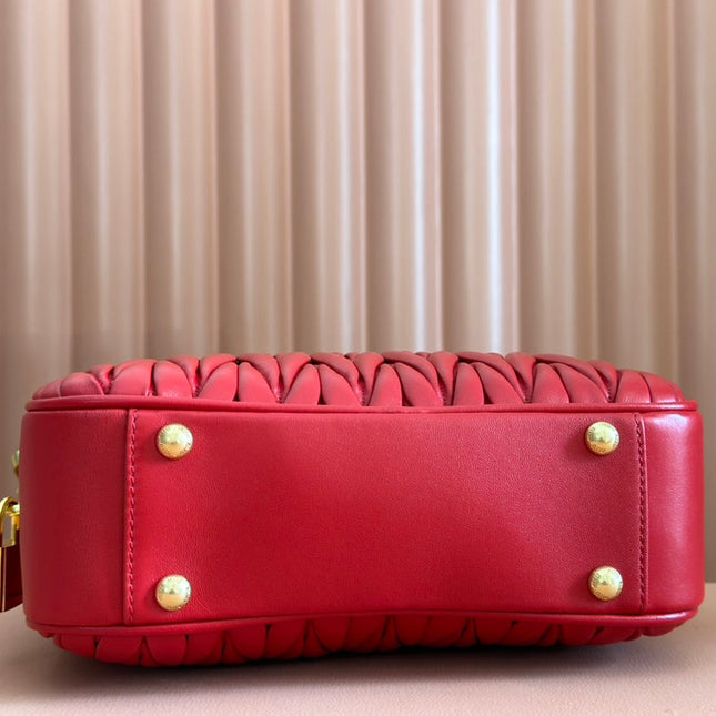 ARCADIE MATELASSÉ BAG 24 IN CERISE RED CALFSKIN GOLD HARDWARE