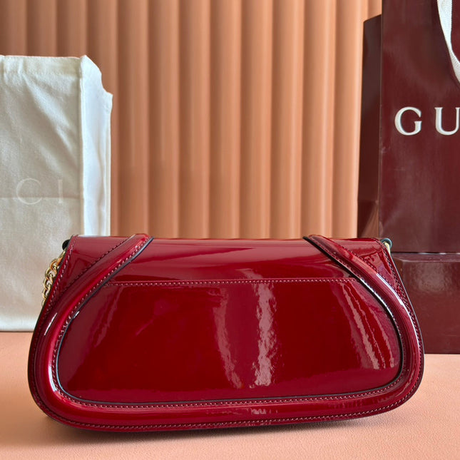 LARGE BLONDIE SHOULDER BAG 29.5 IN RED PATENT CALFSKIN