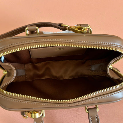 ARCADIE BAG 19 IN TAWNY BROWN SHINY CALFSKIN