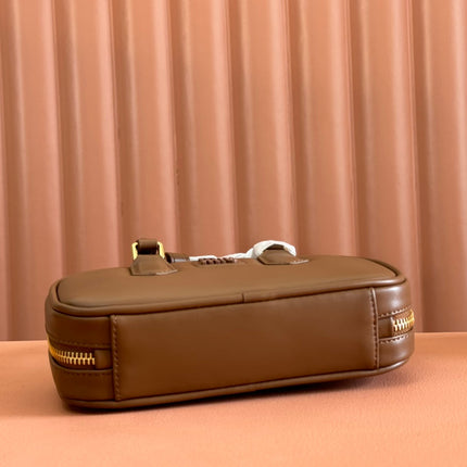 ARCADIE BAG 19 IN TAWNY BROWN SHINY CALFSKIN