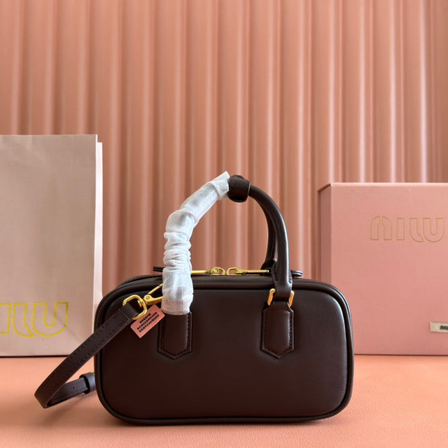 ARCADIE BAG 19 IN TAMARIND BROWN SHINY CALFSKIN