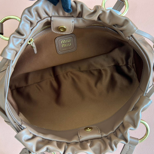 JOIE HAND BAG 32 IN BRUNETTE BROWN SHINY LAMBSKIN