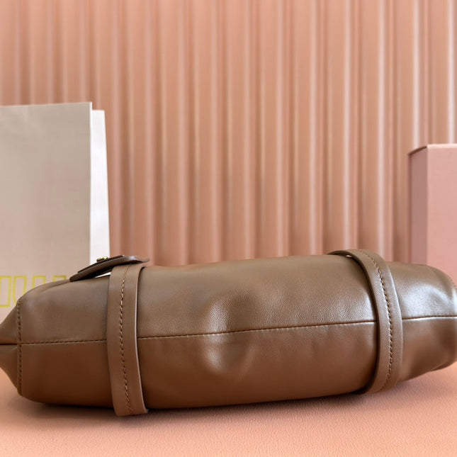 JOIE HAND BAG 32 IN BRUNETTE BROWN SHINY LAMBSKIN