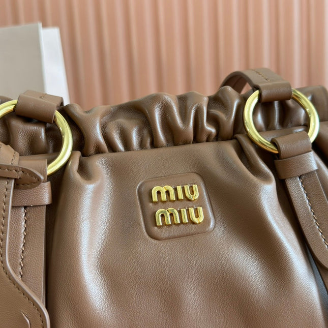 JOIE HAND BAG 32 IN BRUNETTE BROWN SHINY LAMBSKIN