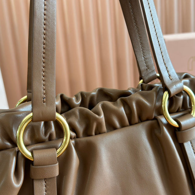JOIE HAND BAG 32 IN BRUNETTE BROWN SHINY LAMBSKIN