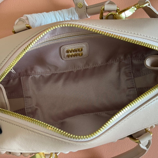 ARCADIE MATELASSÉ BAG 27 IN MISCHKA BEIGE LAMBSKIN