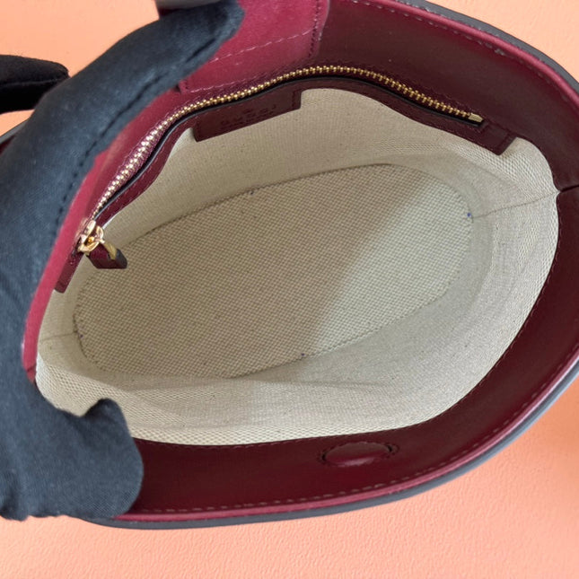 73 SMALL BUCKET BAG 20 IN ROSSO ANCORA RED SMOOTH CALFSKIN