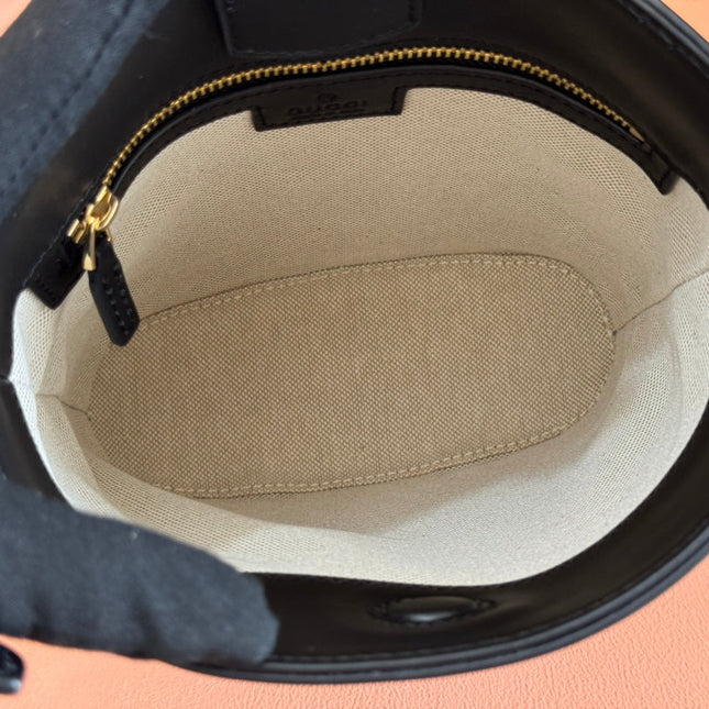 73 SMALL BUCKET BAG 20 IN BLACK SMOOTH CALFSKIN