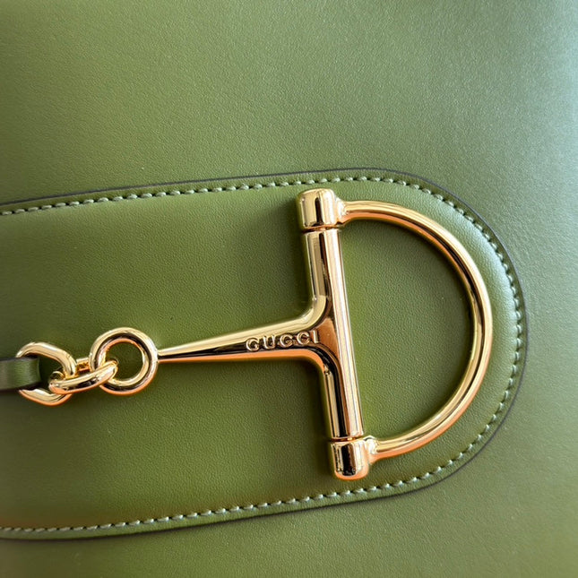 73 SMALL BUCKET BAG 20 IN GREEN SMOOTH CALFSKIN