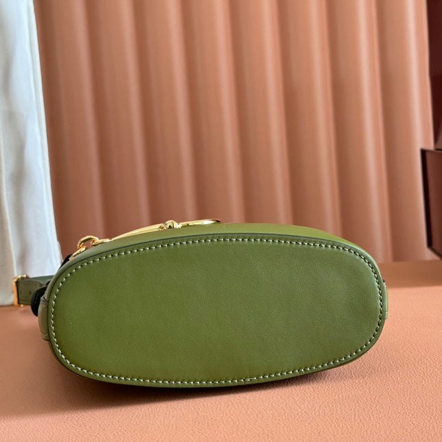 73 SMALL BUCKET BAG 20 IN GREEN SMOOTH CALFSKIN