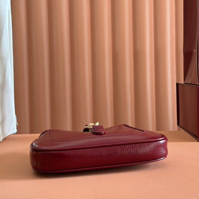 JACKIE NOTTE MINI BAG 19 IN RED WINE CRACKED LACQUER CALFSKIN GOLD HARDWARE