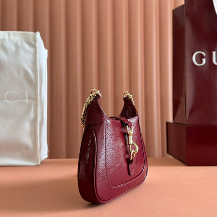 JACKIE NOTTE MINI BAG 19 IN RED WINE CRACKED LACQUER CALFSKIN GOLD HARDWARE