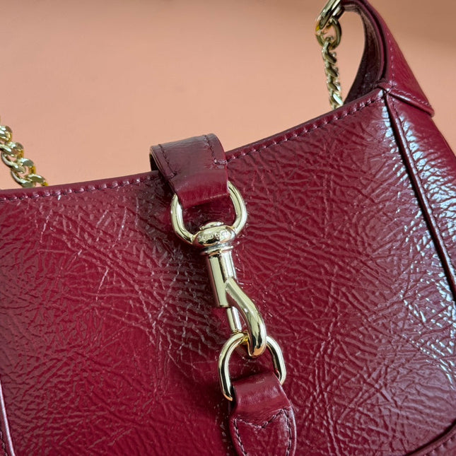 JACKIE NOTTE MINI BAG 19 IN RED WINE CRACKED LACQUER CALFSKIN GOLD HARDWARE