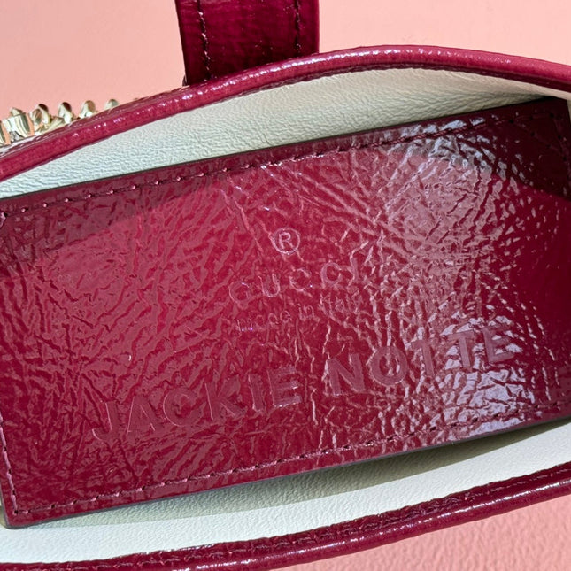 JACKIE NOTTE MINI BAG 19 IN RED WINE CRACKED LACQUER CALFSKIN GOLD HARDWARE