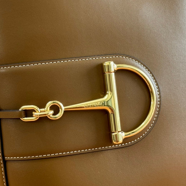 73 MEDIUM BUCKET BAG 27.5 IN BROWN SMOOTH CALFSKIN