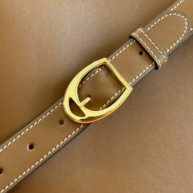 73 MEDIUM BUCKET BAG 27.5 IN BROWN SMOOTH CALFSKIN