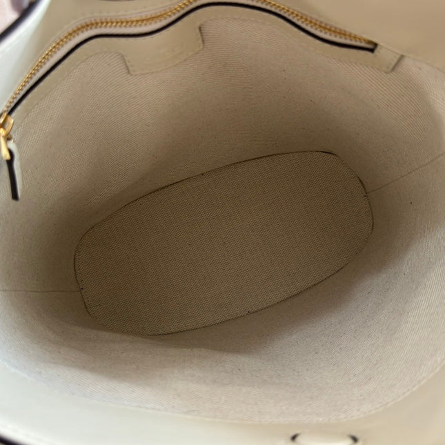 73 MEDIUM BUCKET BAG 27.5 IN OFF WHITE SMOOTH CALFSKIN