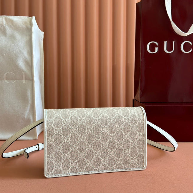 EMBLEM WALLET GG MONOGRAM 20 IN BEIGE AND WHITE SMOOTH CALFSKIN