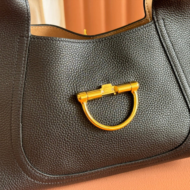 MEDIUM SOFTBIT MAXI SHOULDER BAG 27.5 IN BLACK GRAINY LAMBSKIN