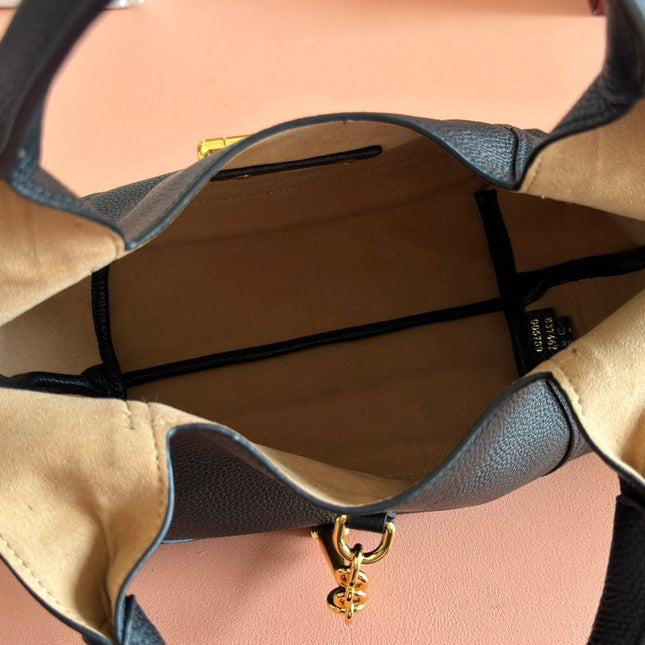 MEDIUM SOFTBIT MAXI SHOULDER BAG 27.5 IN BLACK GRAINY LAMBSKIN