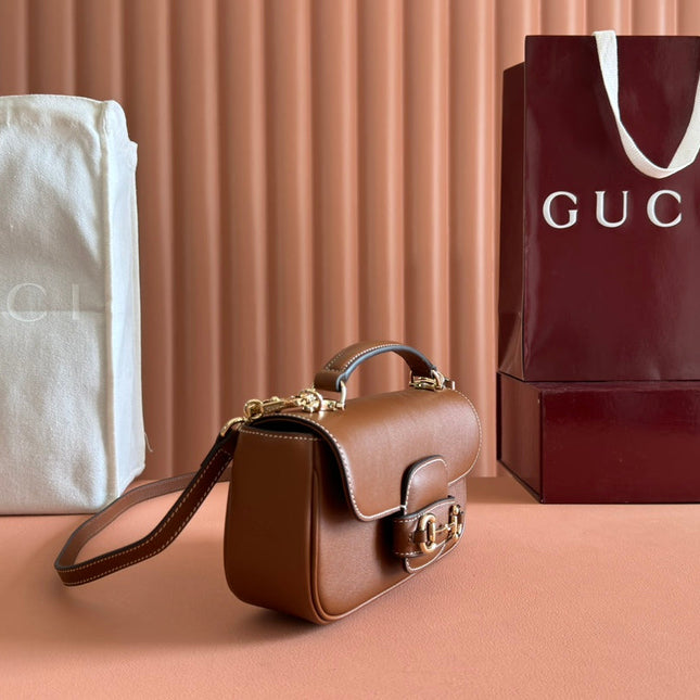 SMALL HORSEBIT 1955 SHOULDER BAG 22.6 IN BROWN CALFSKIN