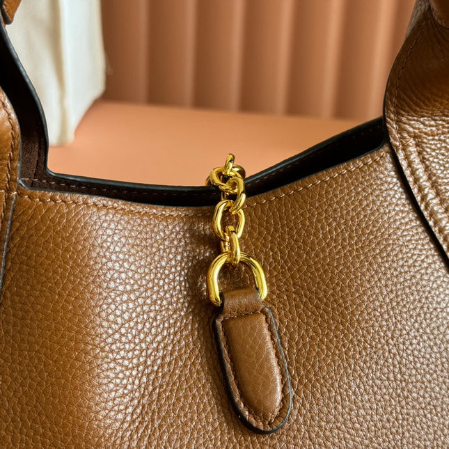 MEDIUM SOFTBIT MAXI SHOULDER BAG 27.5 IN BROWN GRAINY LAMBSKIN