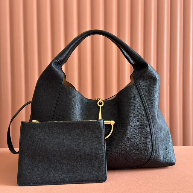 SOFTBIT MAXI SHOULDER BAG 46 IN BLACK GRAINY LAMBSKIN