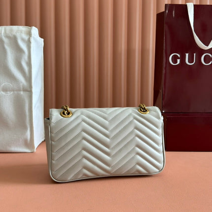 GG MARMONT MATELASSÉ LARGE 26 BAG WHITE CALFSKIN