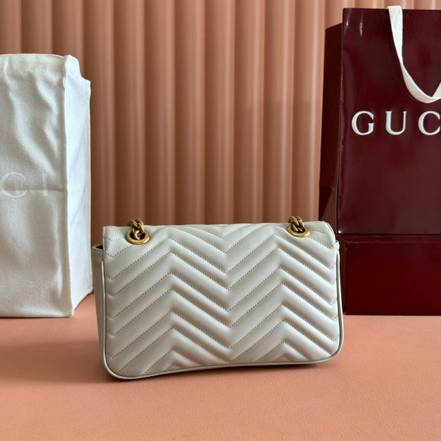 GG MARMONT MATELASSÉ LARGE 26 BAG WHITE CALFSKIN